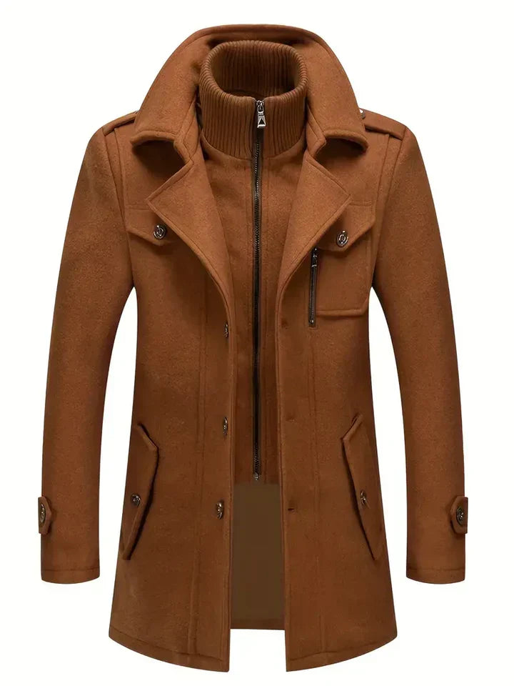 Stylish men's double breasted pea coat. Warm, classic winter overcoat, tailored for men's fashion & comfort.
