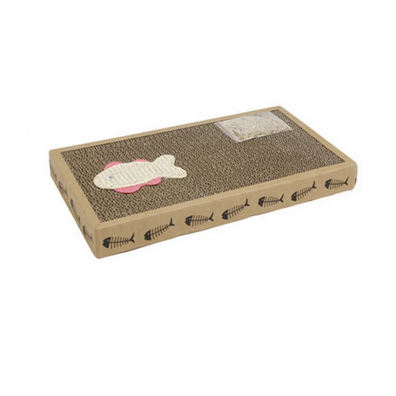 Feline pet accessory: durable cat scratching mat with an attached fish toy, perfect for playtime & claw care.
