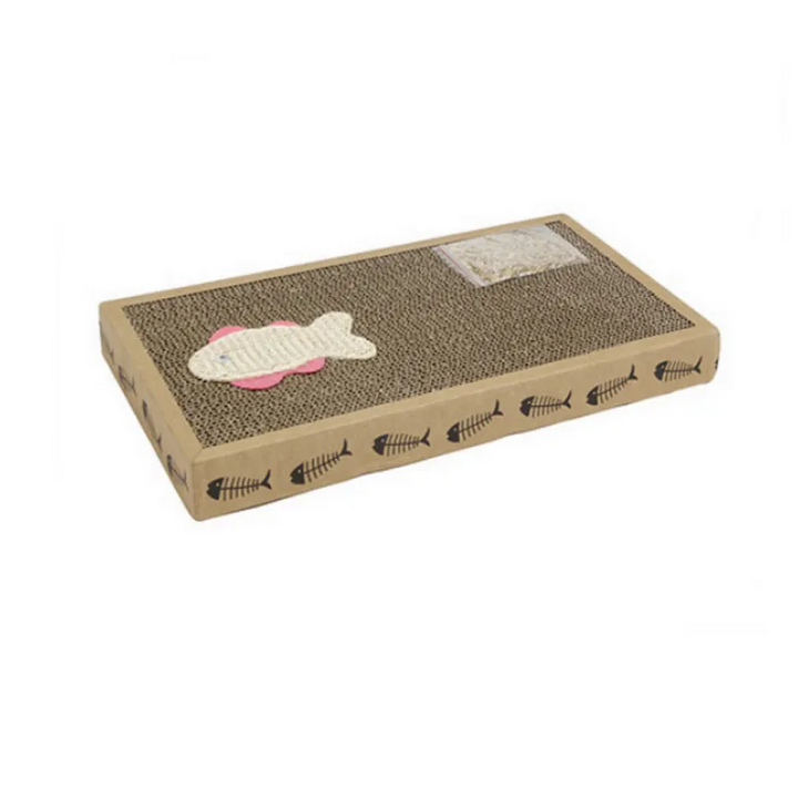 Feline pet accessory: durable cat scratching mat with an attached fish toy, perfect for playtime & claw care.