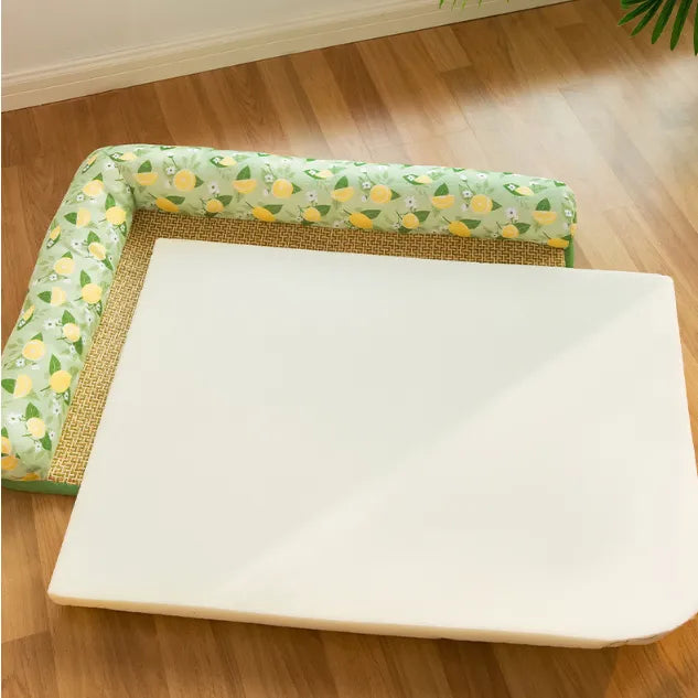 Ultra-cool cooling mat cat bed with supportive raised edges, perfect for summer pet comfort. Great for small dogs too.