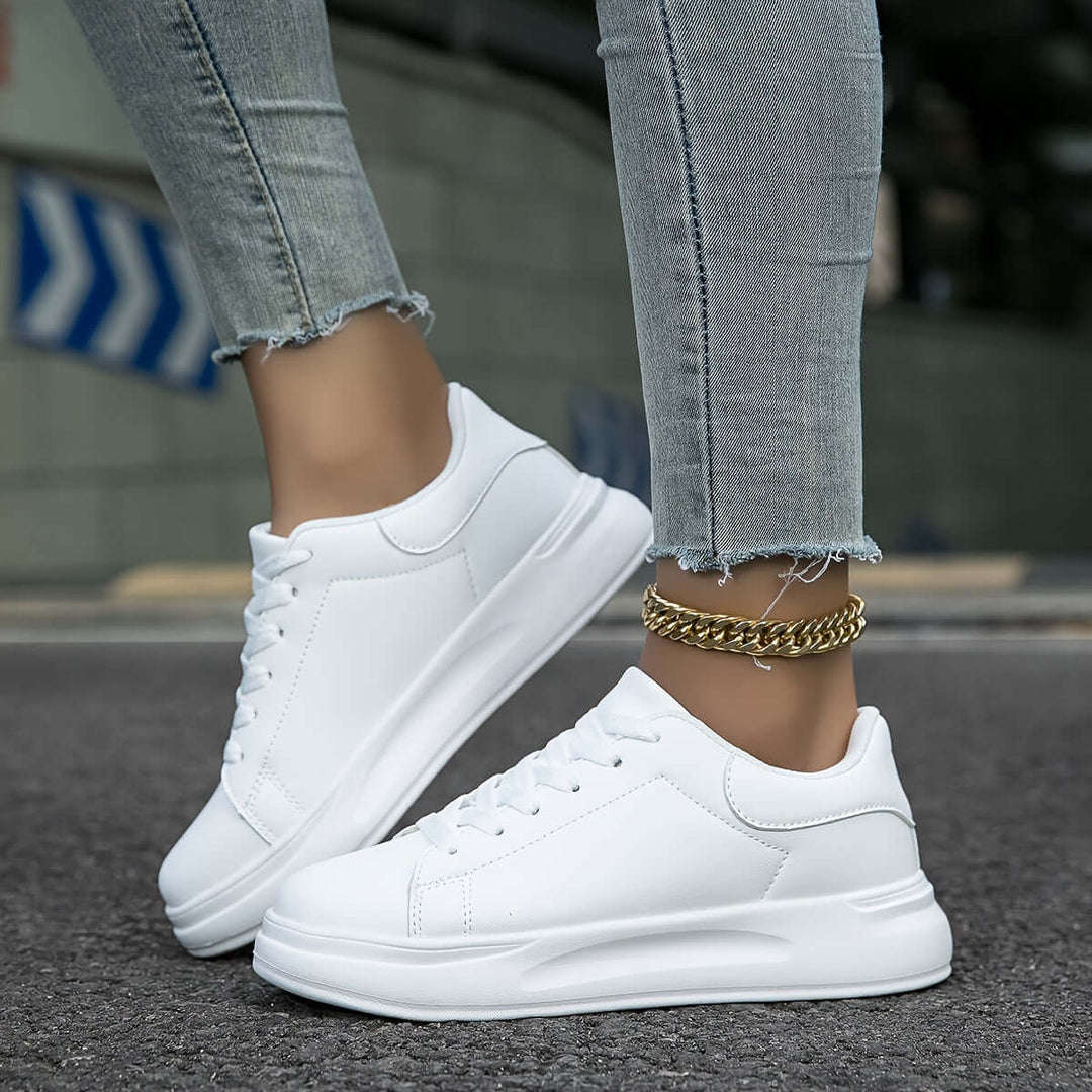 Women's White Leather Trainers