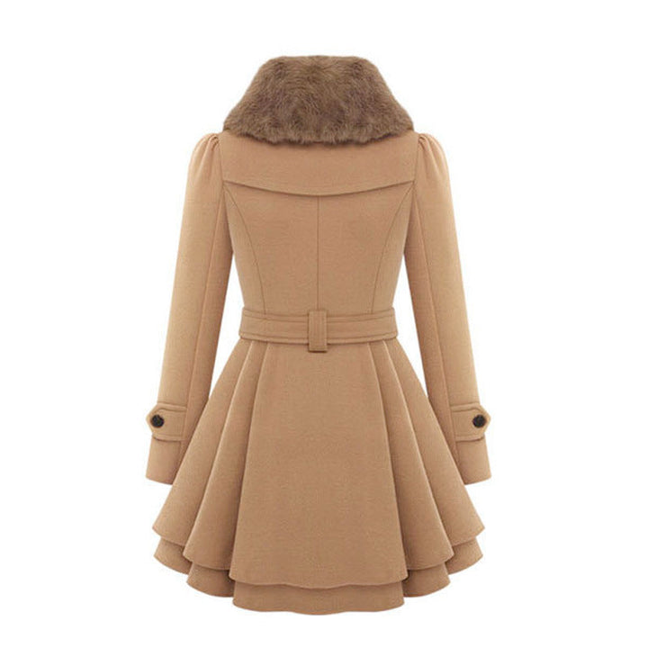 Classic women's double-breasted trench coat in a timeless style, perfect for elegant fall fashion.