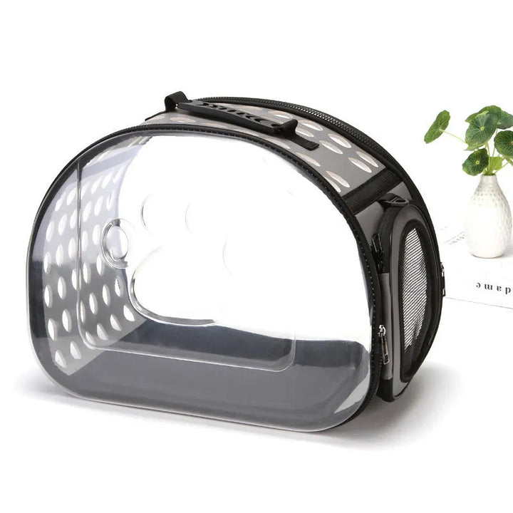 Essential pet supplies: Portable pet carrier bag with viewing window for safe dog & cat car travel.