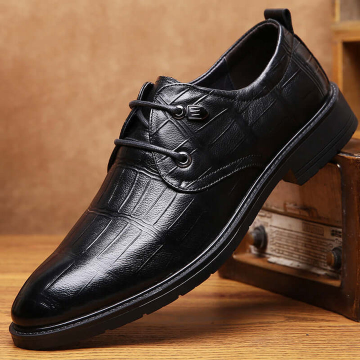 Men's Embossed Leather Lace Up Formal Shoes