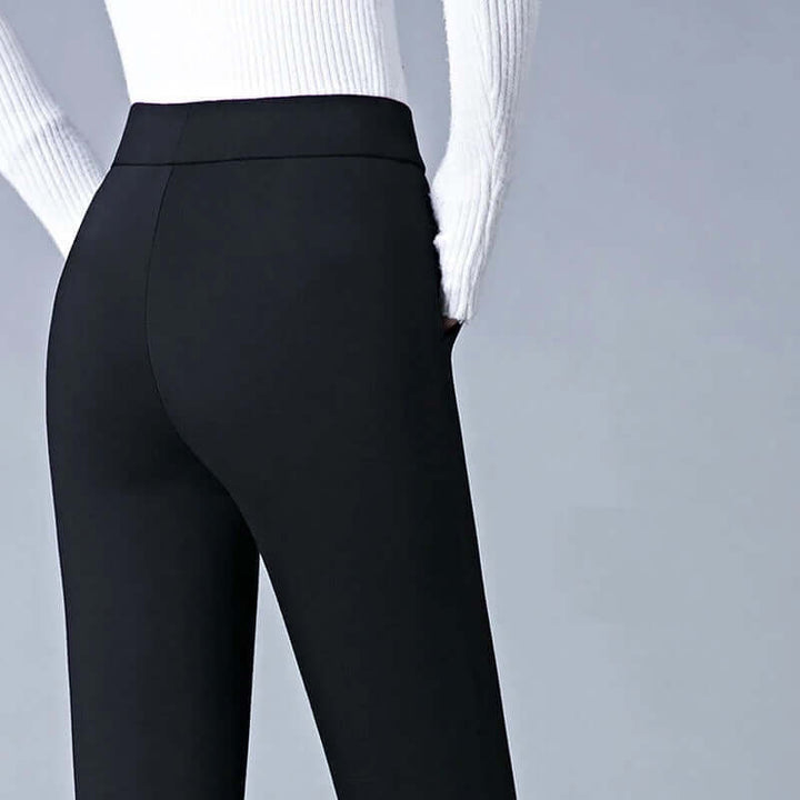 Women's Elastic High Waist Straight Leg Trousers