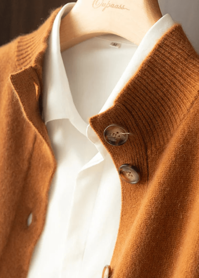 Stylish women's long-sleeve button cardigan, great for cold weather.