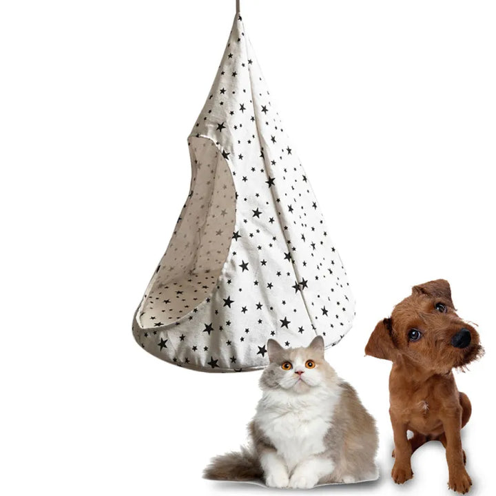 Secure & cozy cat tent bed, a soft pet furniture piece for happy cats.