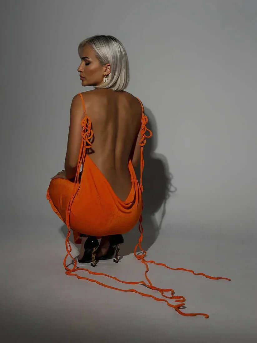 Women's Backless Halter Neck Midi Dress