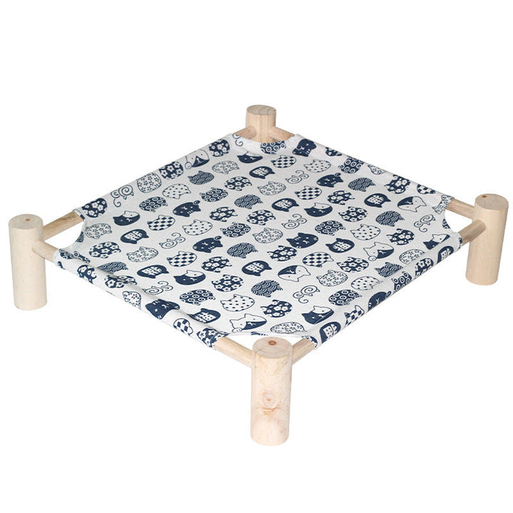 Breathable pet bed for cats, elevated hammock promotes airflow for a cool resting space.