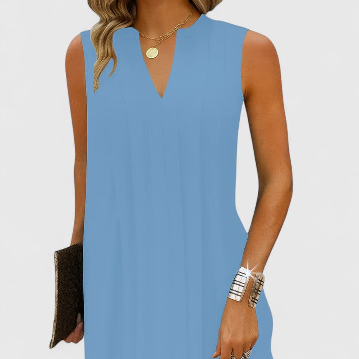 Classic V-neck dress, women's elegant fashion, flattering & versatile.
