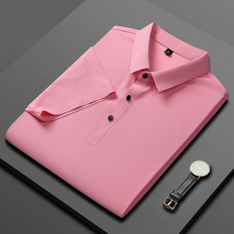 Men's classic polo with elegant collar detail, a timeless short sleeve casual top.