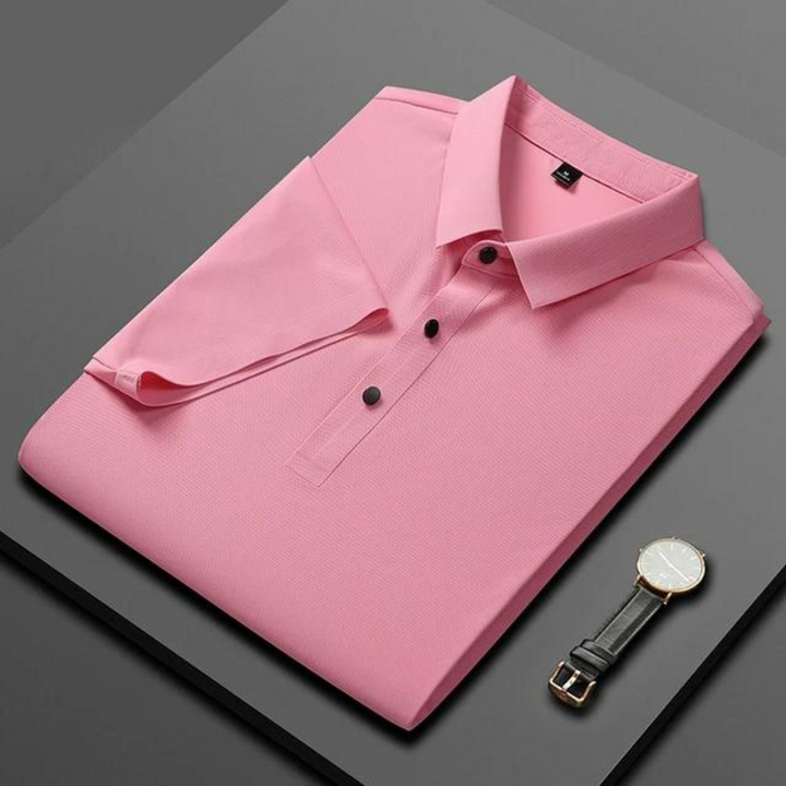 Men's classic polo with elegant collar detail, a timeless short sleeve casual top.