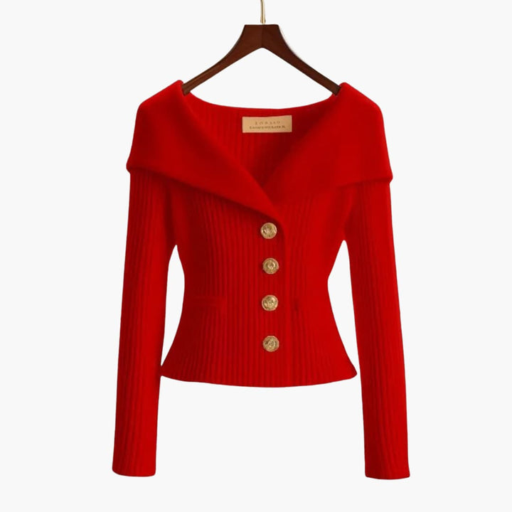 Elegant long sleeve ribbed cardigan for women. A stylish button-up sweater, perfect for versatile everyday comfort.