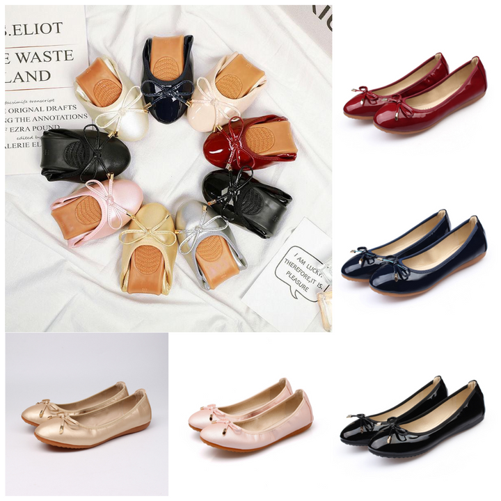Women's elegant black ballerinas with bow accent, comfortable everyday flats for classic style.