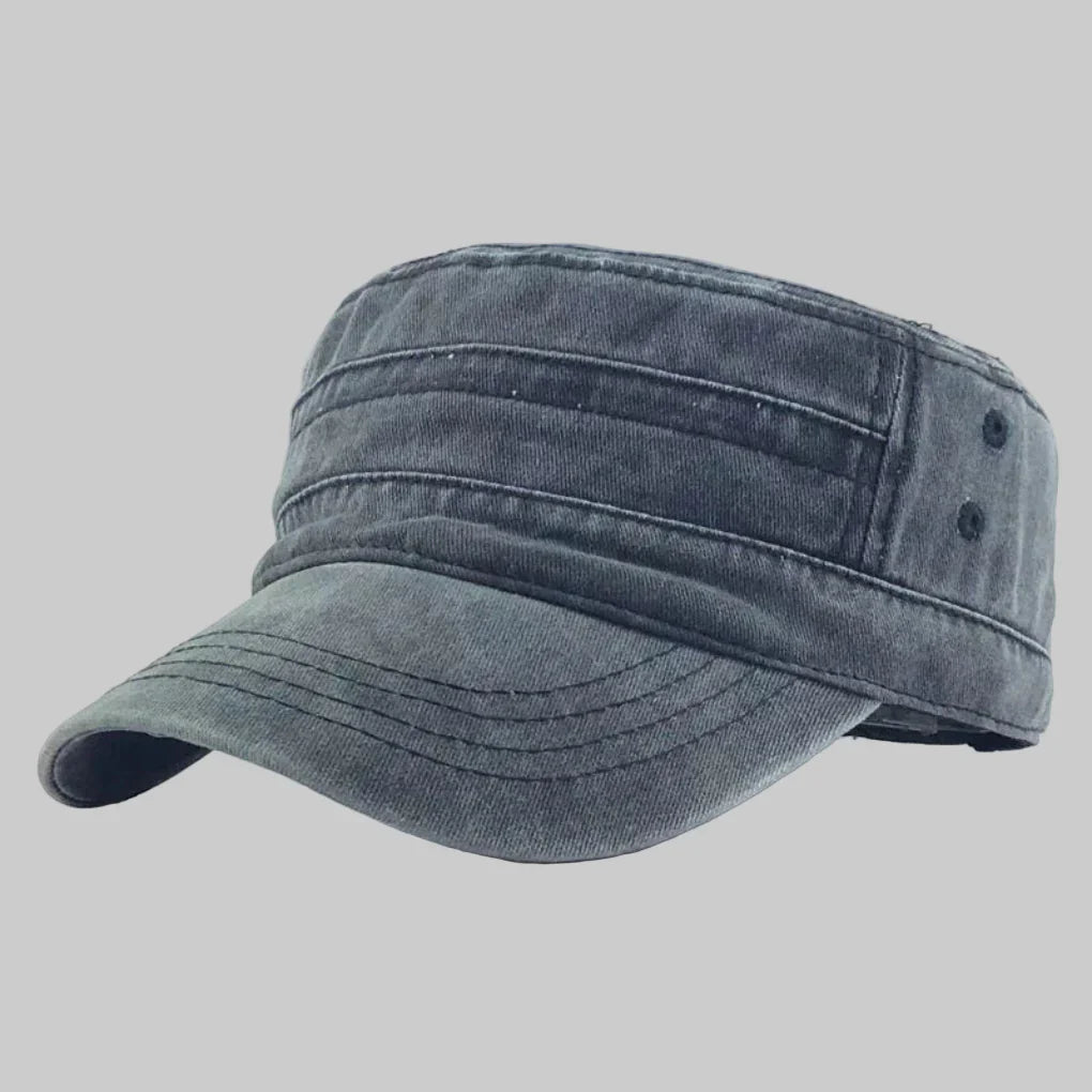 Black men's military style beanie, a retro army hat perfect for winter warmth and classic headwear fashion.