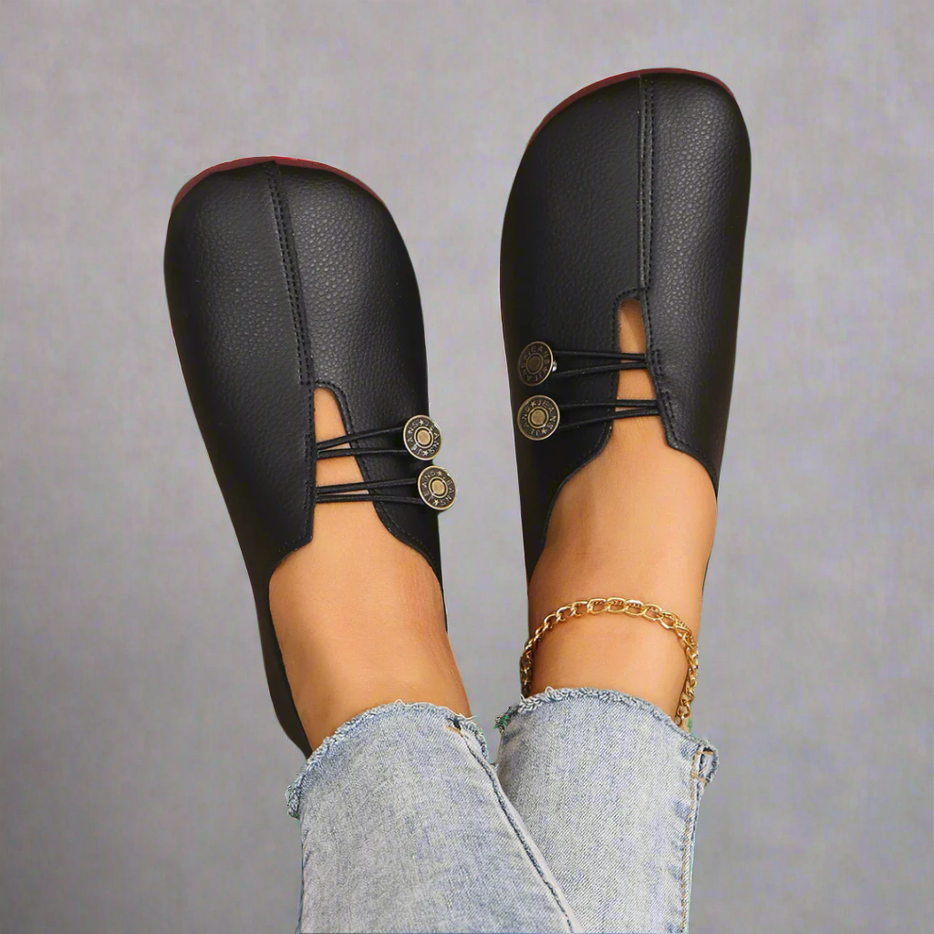 Side view of women's versatile slip-on moccasins, highlighting the elegant design and comfortable fit.