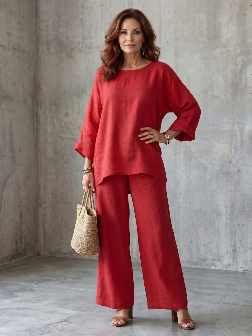 Women's oversized tunic & wide leg pant set, perfect for casual comfort or stylish loungewear.