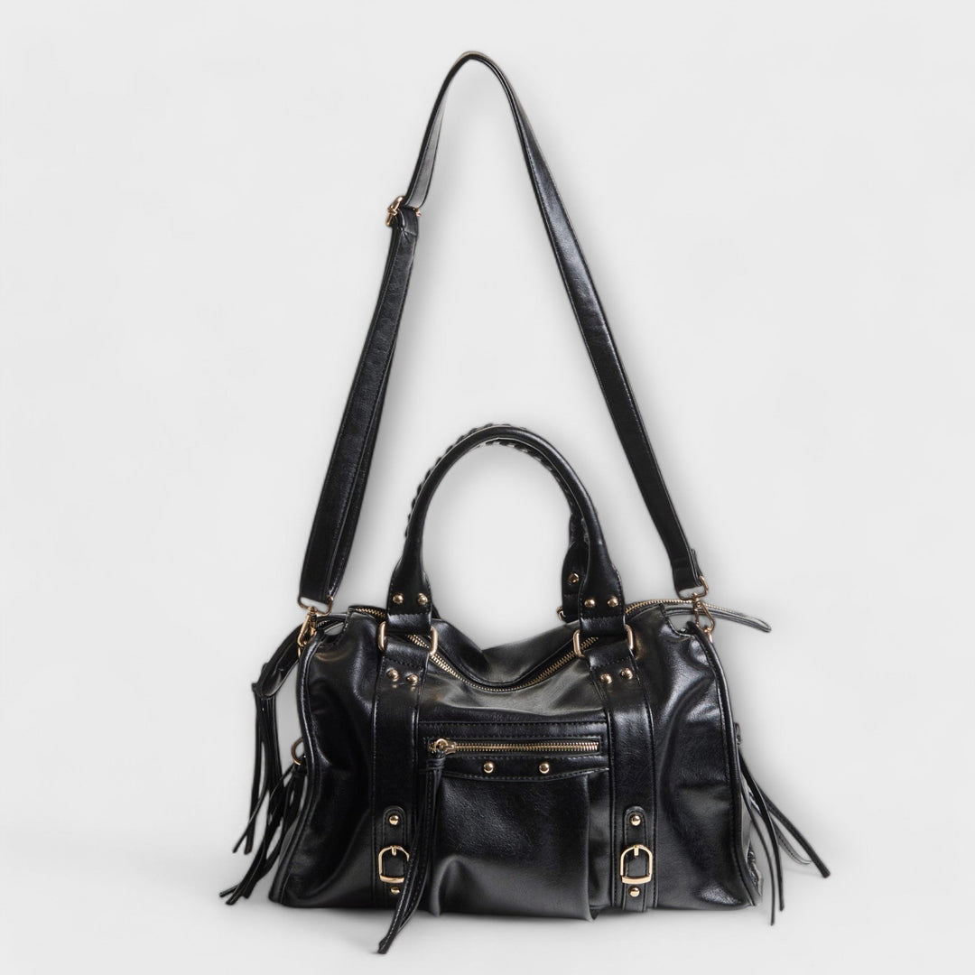 Cherry red vegan leather tote bag for women, an elegant laptop and work crossbody or shoulder bag.