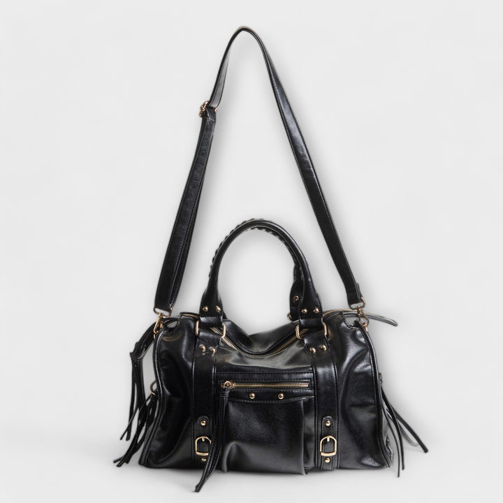 Cherry red vegan leather tote bag for women, an elegant laptop and work crossbody or shoulder bag.