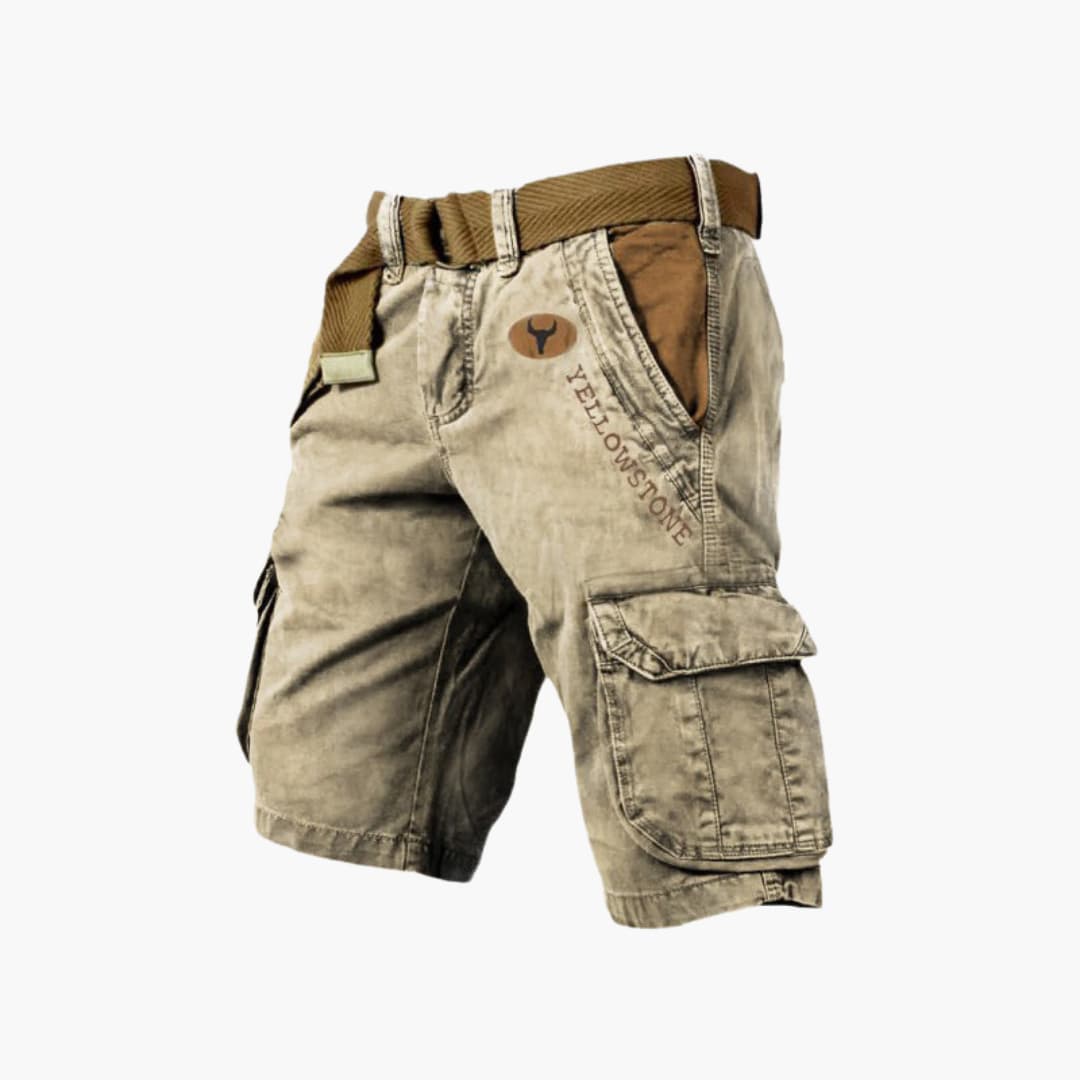 Practical men's 6-pocket utility shorts, ideal for casual wear, offering comfort and style.
