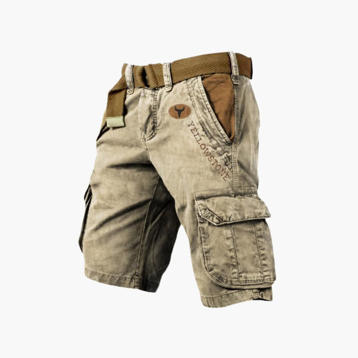 Practical men's 6-pocket utility shorts, ideal for casual wear, offering comfort and style.