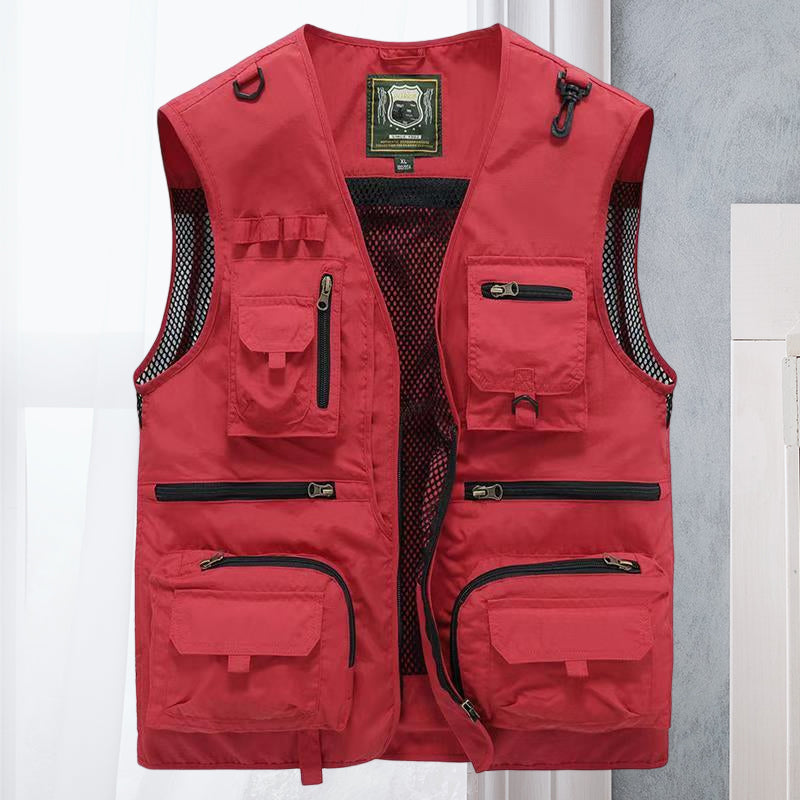 Men's casual multi-pocket vest, summer-ready. Ideal for fishing, travel, and utility.