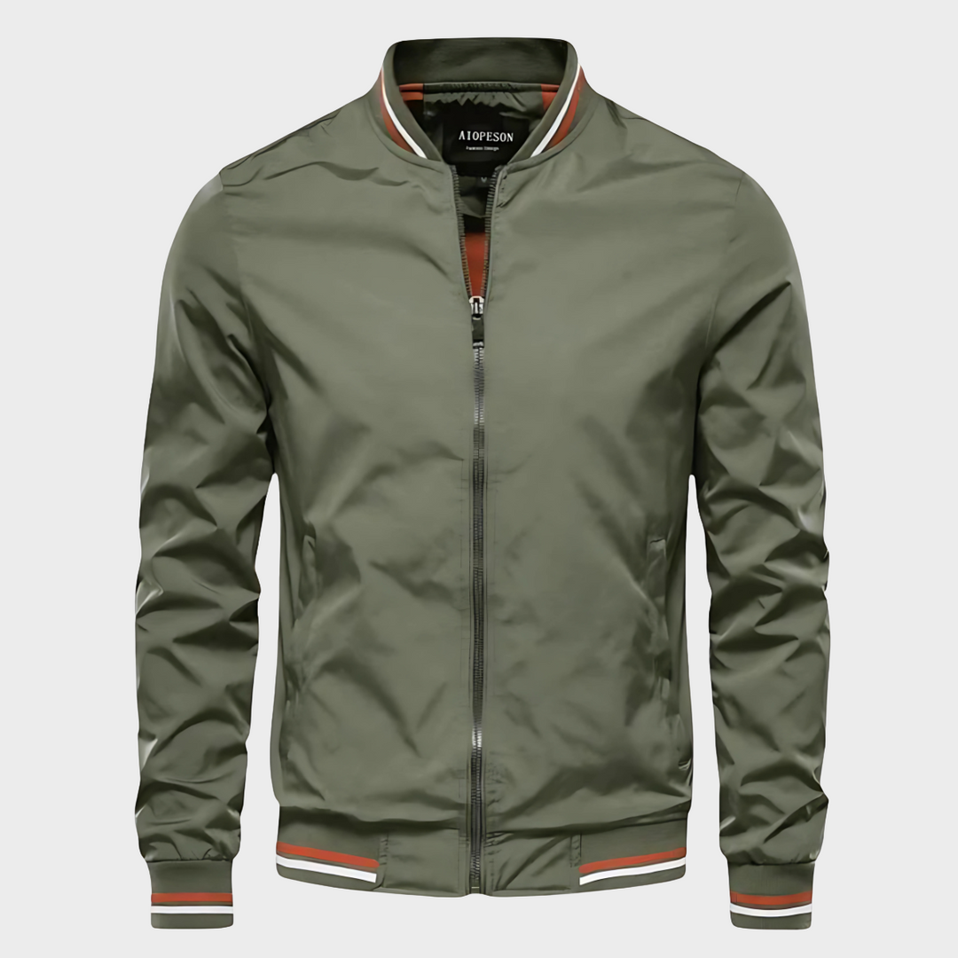 Men's lightweight water-resistant windbreaker jacket, perfect for spring & summer outdoor activities. Casual zip-up outerwear.