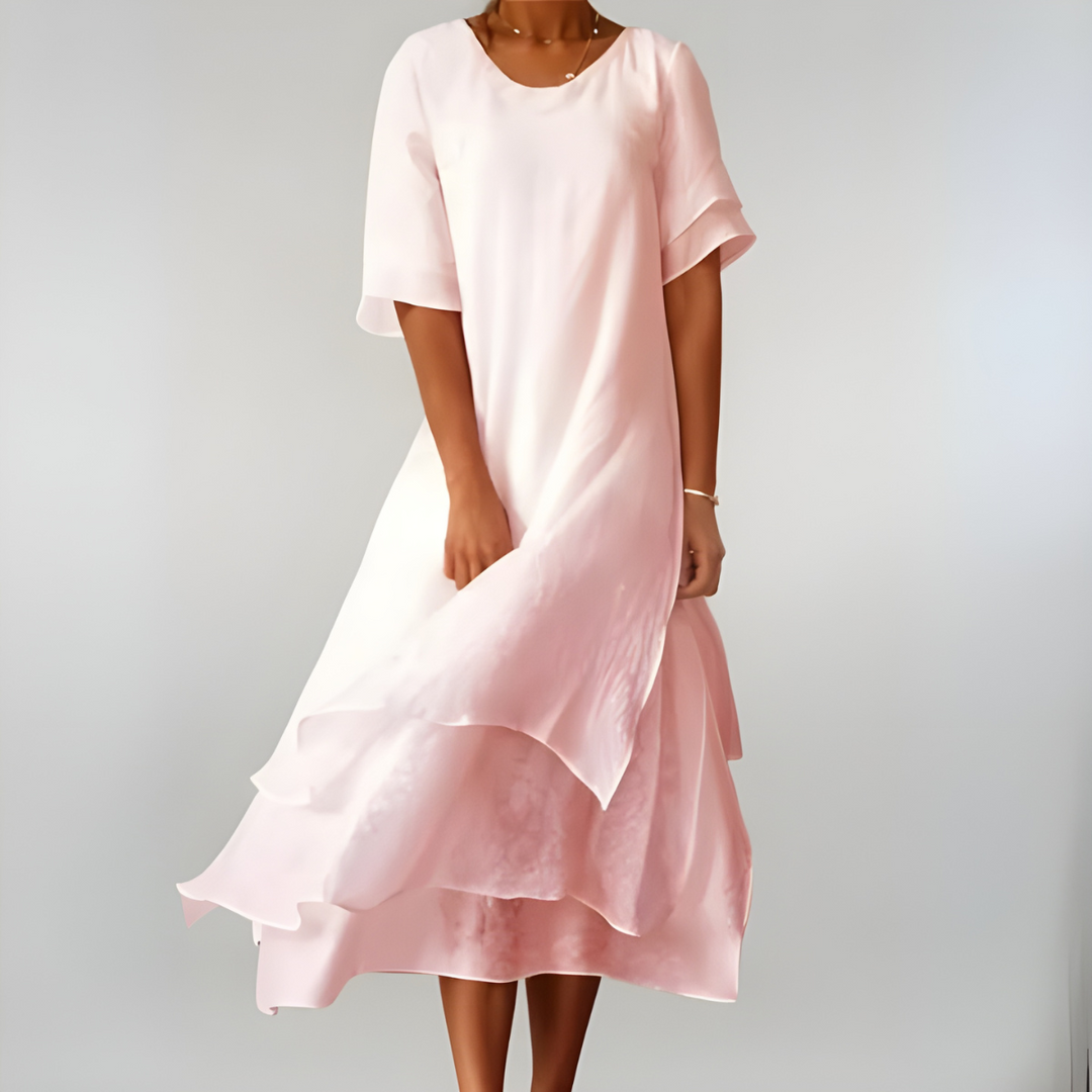 Women's flowing lightweight elegant maxi dress for summer. Perfect comfortable day or vacation wear.