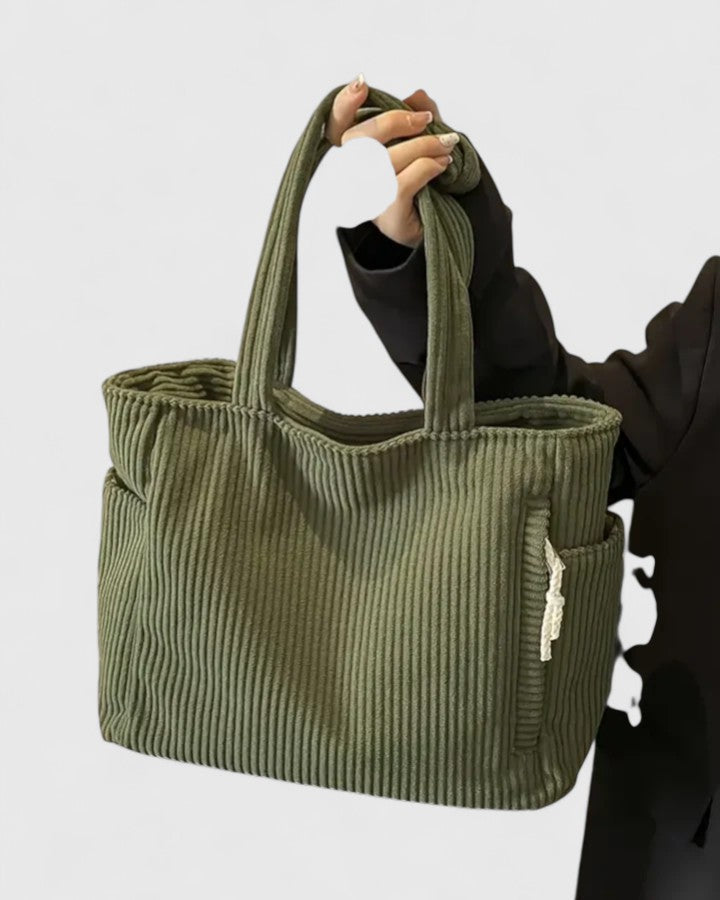 Sophisticated women's corduroy tote bag, perfect for everyday use & stylish versatility.