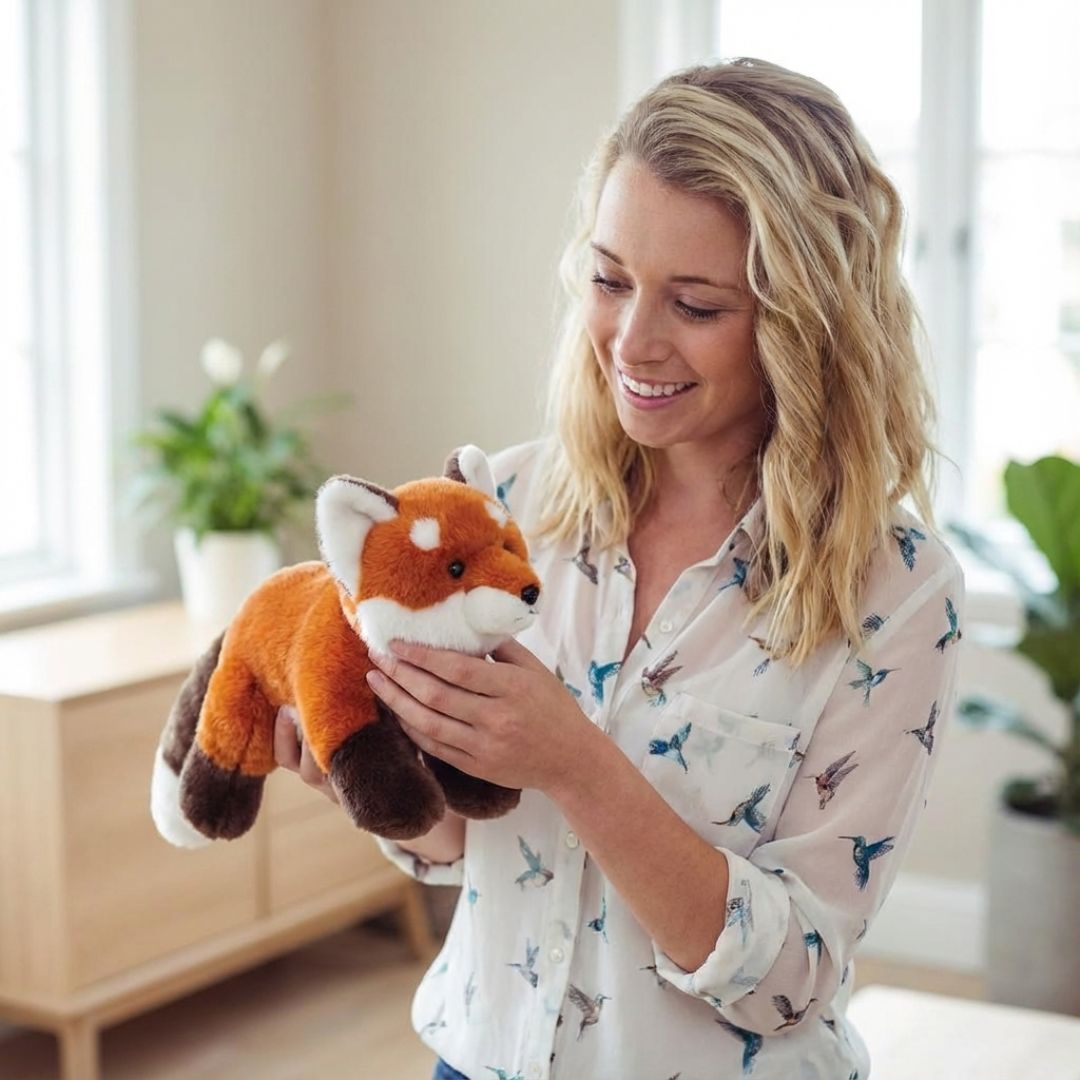 Red panda long body pillow, adds a cute touch to home decor.