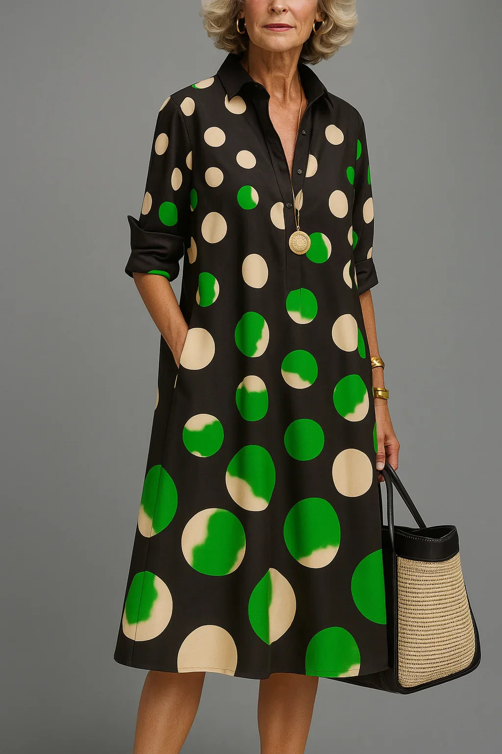 Stylish women's vacation midi dress. Effortless elegance, comfortable loose fit, ideal for summer adventures.