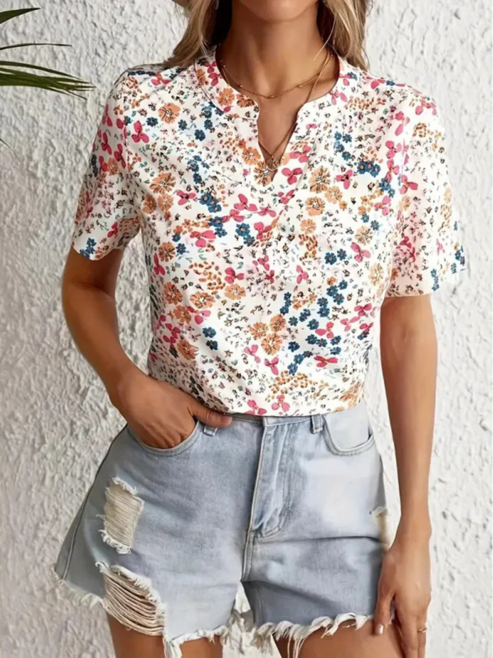 Light and airy women's floral long sleeve button blouse, perfect for summer everyday wear.