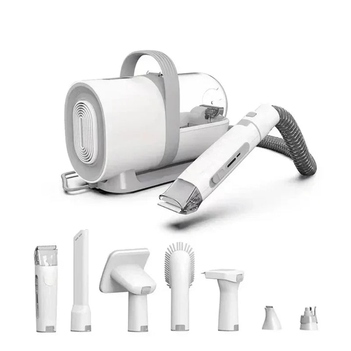 Mess-free pet hair vacuum clipper for home grooming dogs & cats; a quiet animal trimmer for easy pet care.