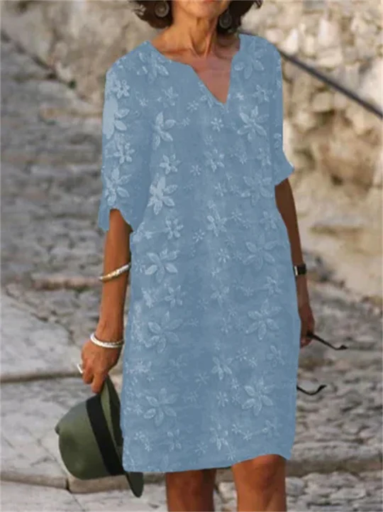 Chic floral print A-line summer dress for women, perfect for casual wear & vacations.