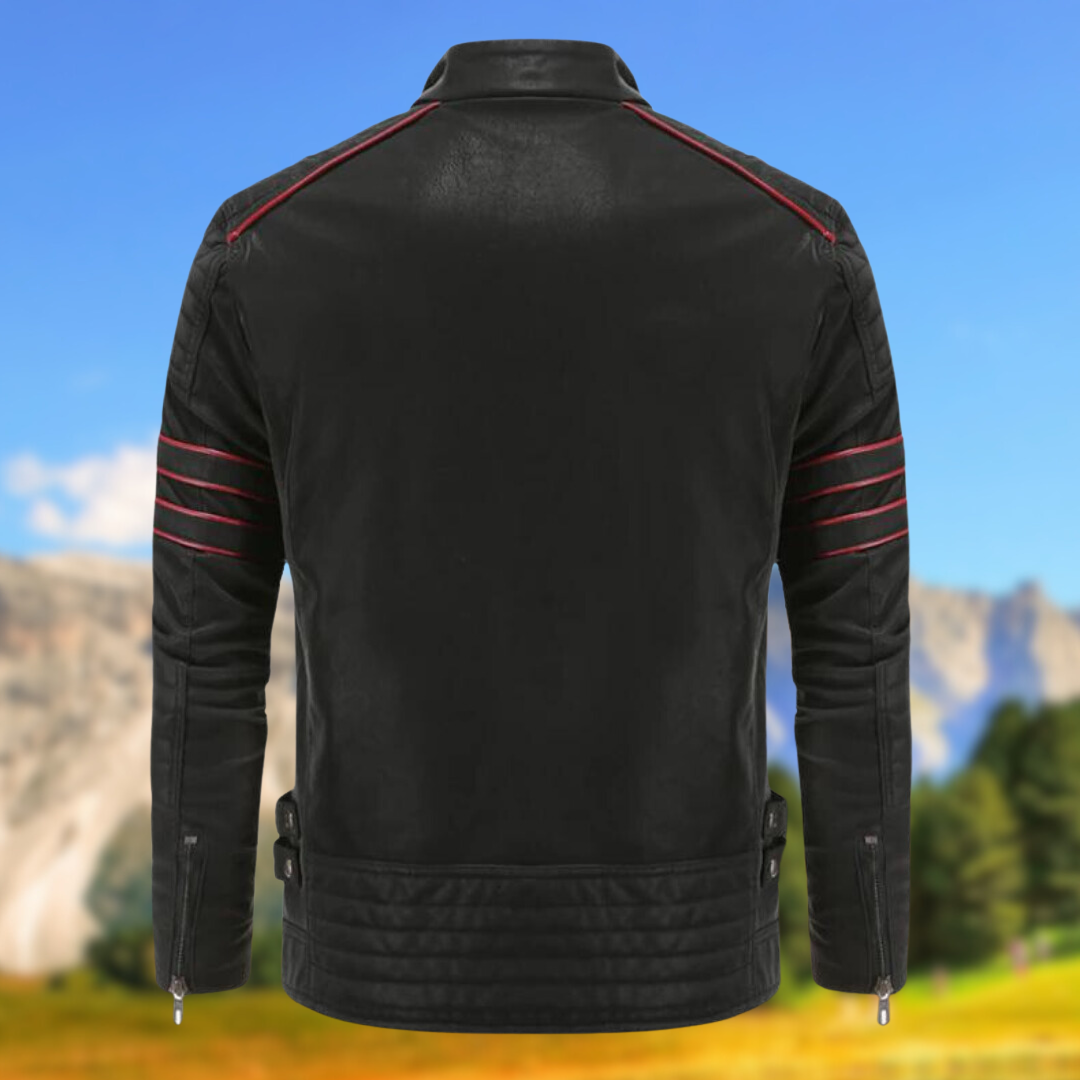 Versatile men's slim-fit jacket with subtle accent stripes and a modern design, perfect for casual wear.