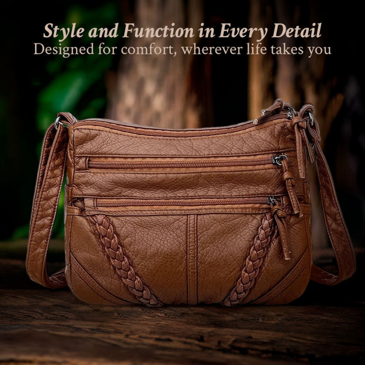 Versatile women's classic leather crossbody bag. Perfect as a daily shoulder bag or travel companion.
