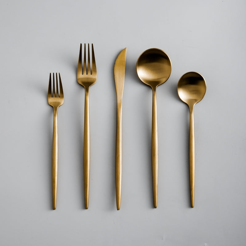 Modern Aurora cutlery set, minimalistic flatware for elegant home dining.
