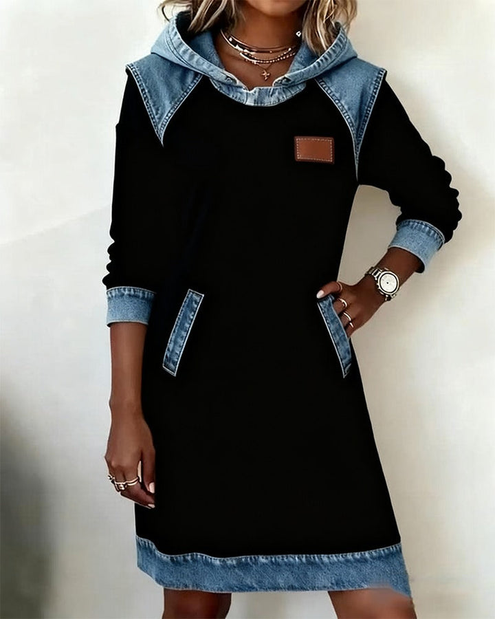 Women's hooded casual dress, perfect for comfortable everyday wear. Effortless modern style for any occasion.