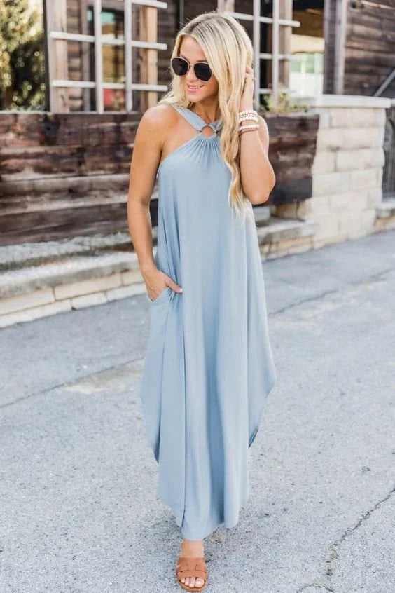 Back view of women's elegant strapless midi dress, showcasing its versatile style for any occasion.