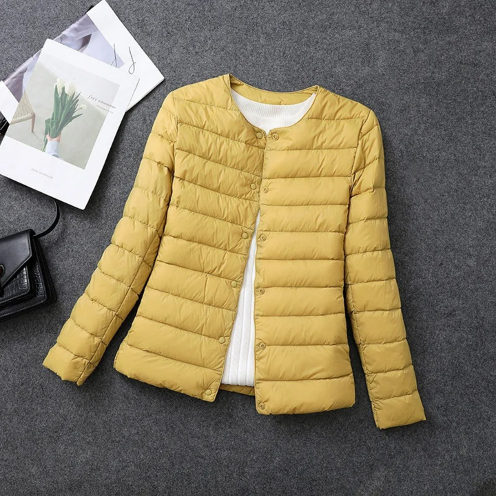 Women's lightweight puffer down jacket, perfect for fall & winter warmth. Everyday comfort & style.