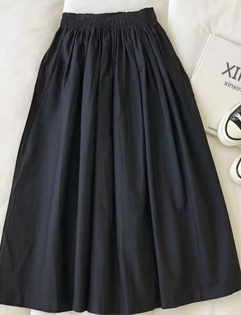 Elegant women's single-breasted high-waist midi skirt, perfect for workwear & casual chic fashion.