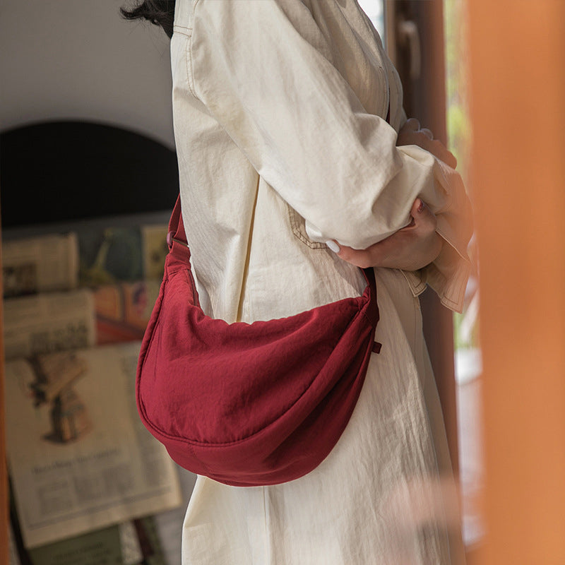 Vegan Leather Half Moon Crossbody Bag, women's eco-friendly stylish purse option.