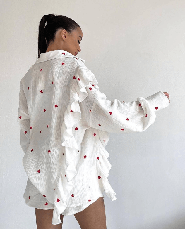 Women's Ruffled Blouse & Shorts Co-ord Set