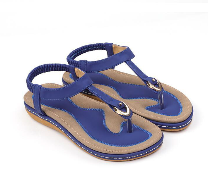 Summer-ready women's T-strap sandals, open-toe design with elastic back and cushioned footbed.