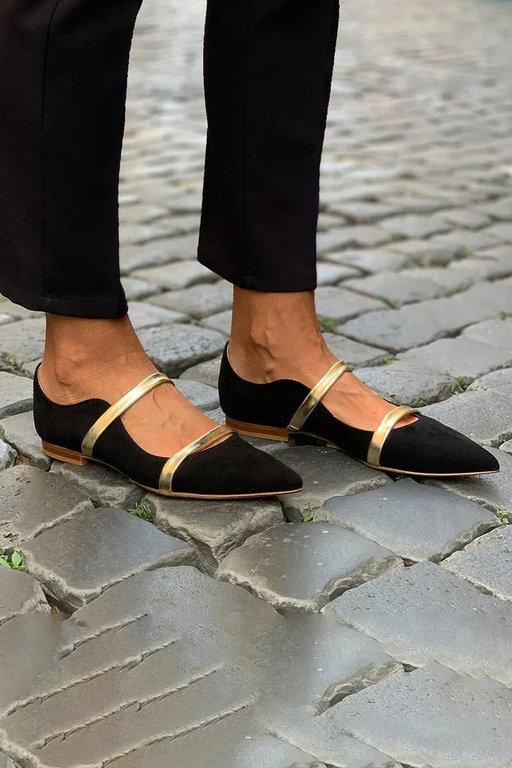 Stylish black double-strap pumps for women. Comfortable, versatile heels, perfect for elegant chic footwear.