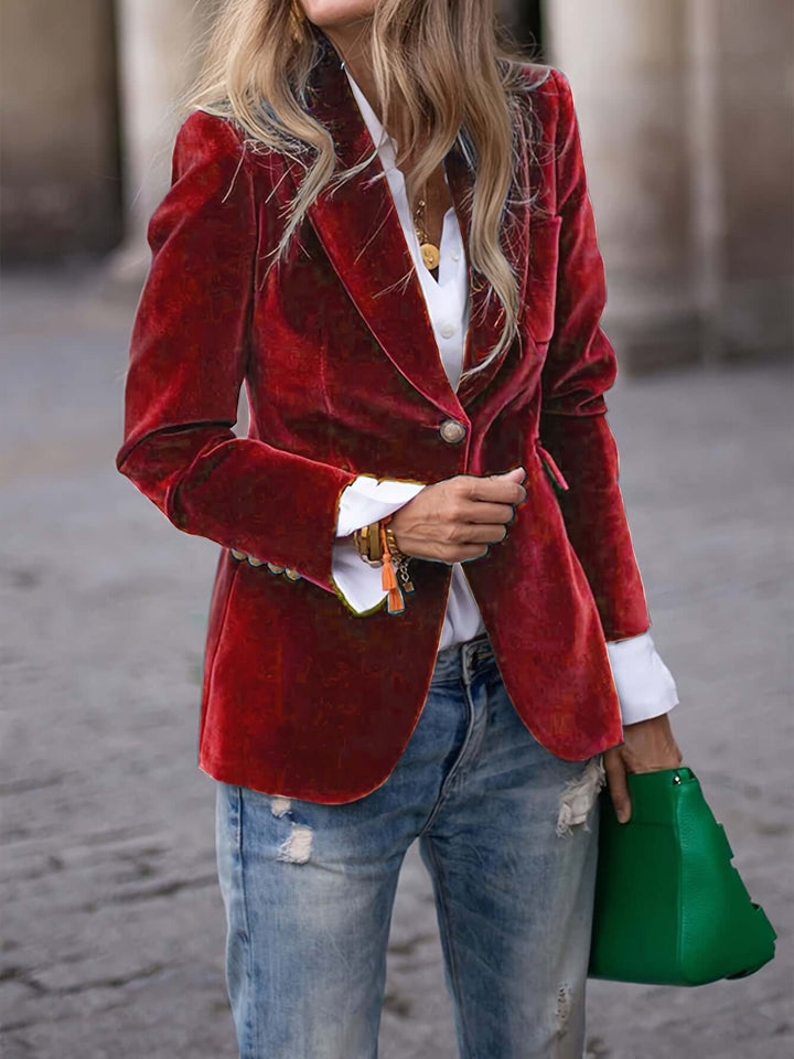 Women's Green Blazer with Golden Buttons