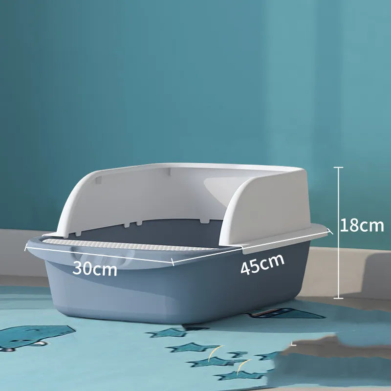 Hygienic high rim cat litter tray for optimal pet care. Keeps your home clean and fresh.
