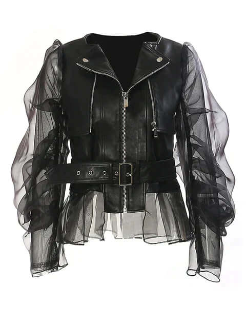 Jacket with Sheer Sleeves