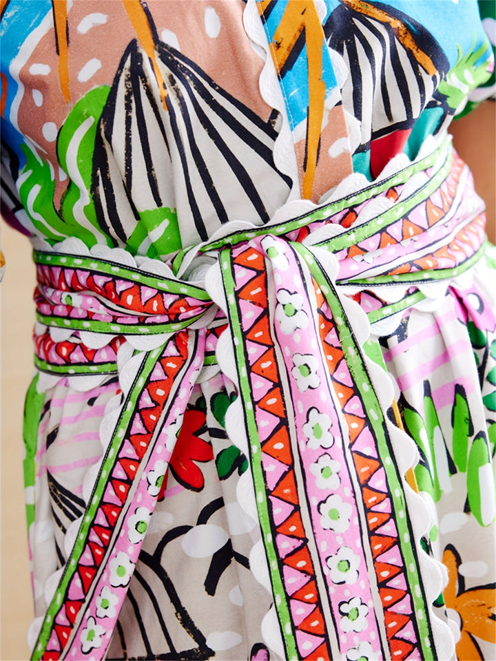 Stunning floral print midi dress for women, a chic & elegant choice for summer events and vacations.