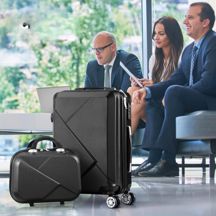 2-piece ABS hard shell luggage set with smooth 360° spinner wheels, perfect for travel & vacation.
